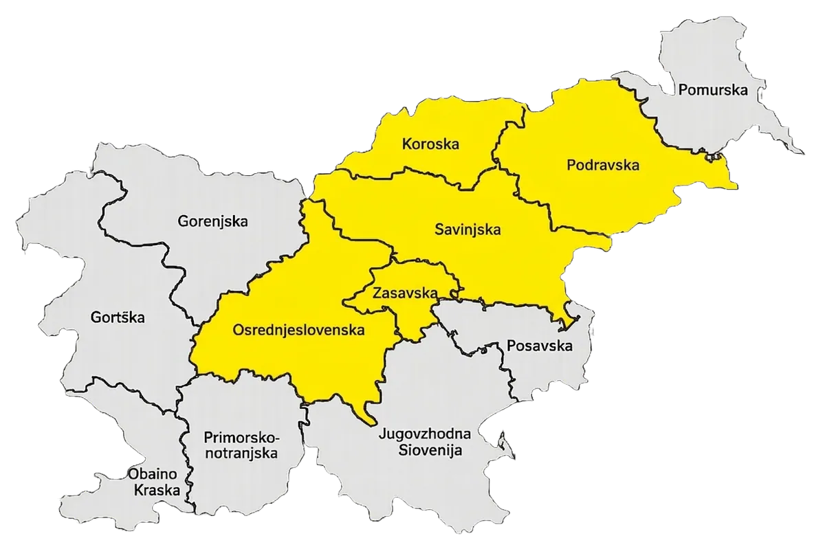 Zemljevid območja pokritosti Avto Ekspert, Savinjska, Podravska, Koroška, Zasavska in Osrednjeslovenska regija
